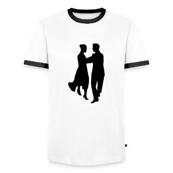 danse - T-shirt contrasté Homme - blanc/noir - Devant - AI Model Female 172 light (172cm) & AI Model Male 178 dark (178cm)