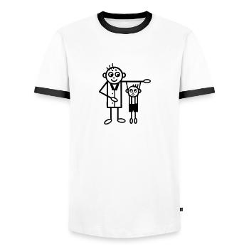Father & Son - Men's Ringer Shirt - white/black - Front - AI Model Female 172 light (172cm) & AI Model Male 178 dark (178cm)