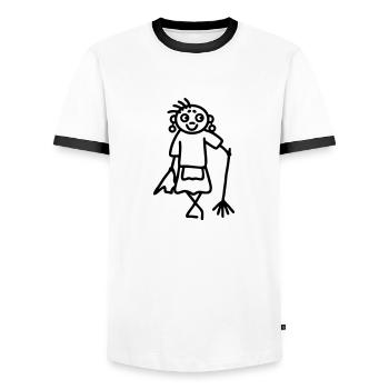 Cleaning lady - Men's Ringer Shirt - white/black - Front - AI Model Female 172 light (172cm) & AI Model Male 178 dark (178cm)