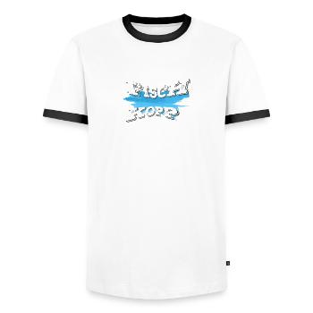 Fischkopp 4 - Männer Kontrast-T-Shirt - Weiß/Schwarz - Vorne - AI Model Female 172 light (172cm) & AI Model Male 178 dark (178cm)