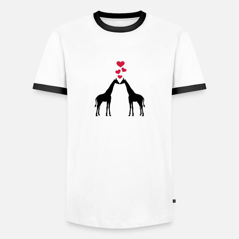 Giraffe - Männer Kontrast-T-Shirt - Weiß/Schwarz