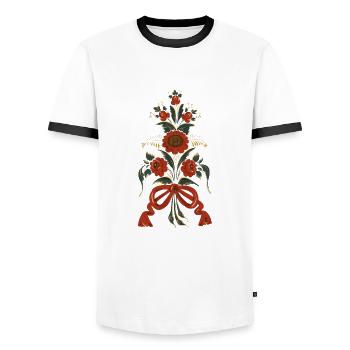 JÄRVSÖ - Men's Ringer Shirt - white/black - Front - AI Model Female 172 light (172cm) & AI Model Male 178 dark (178cm)