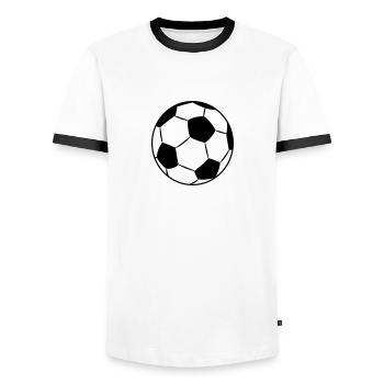 Fussball Football Ball - Männer Kontrast-T-Shirt - Weiß/Schwarz - Vorne - AI Model Female 172 light (172cm) & AI Model Male 178 dark (178cm)