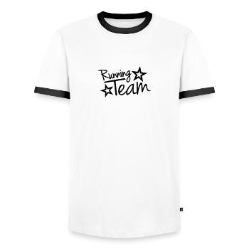 Running Team - T-shirt contrasté Homme - blanc/noir - Devant - AI Model Female 172 light (172cm) & AI Model Male 178 dark (178cm)