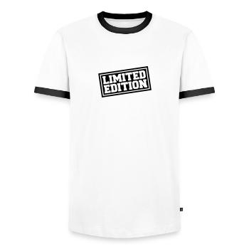 Limited Edition - Men's Ringer Shirt - white/black - Front - AI Model Female 172 light (172cm) & AI Model Male 178 dark (178cm)