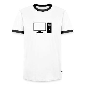 Ordinateur - T-shirt contrasté Homme - blanc/noir - Devant - AI Model Female 172 light (172cm) & AI Model Male 178 dark (178cm)
