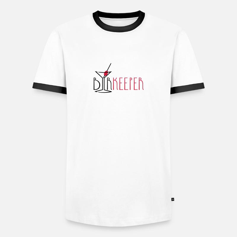 barkeeper (cocktail glass, 2c) - Men's Ringer Shirt - white/black