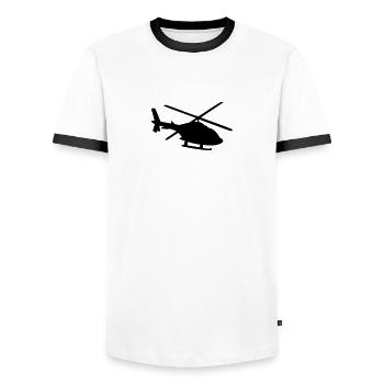 Hubschrauber Schatten Silhouette - Männer Kontrast-T-Shirt - Weiß/Schwarz - Vorne - AI Model Female 172 light (172cm) & AI Model Male 178 dark (178cm)