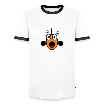 Panic Fish - Men's Ringer Shirt - white/black - Front - AI Model Female 172 light (172cm) & AI Model Male 178 dark (178cm)