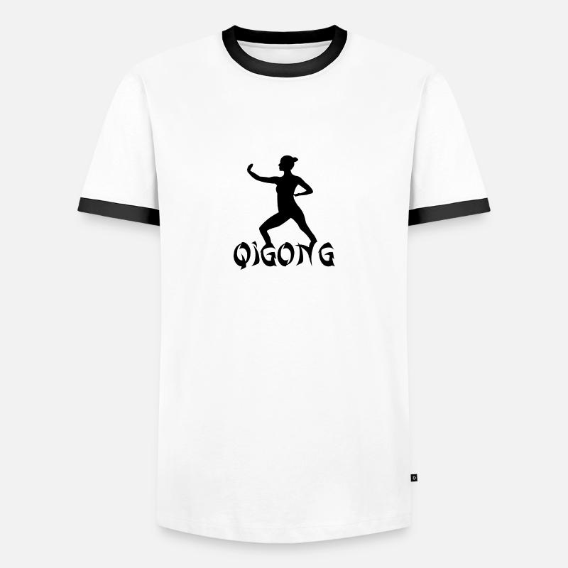 Qigong - Männer Kontrast-T-Shirt - Weiß/Schwarz