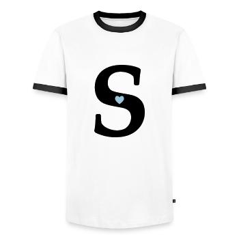 Lettre S Lettre initiale - T-shirt contrasté Homme - blanc/noir - Devant - AI Model Female 172 light (172cm) & AI Model Male 178 dark (178cm)