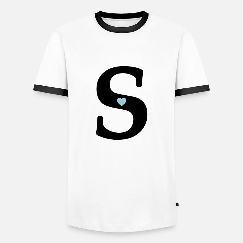 Buchstabe S Anfangsbuchstabe - Männer Kontrast-T-Shirt - Weiß/Schwarz