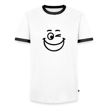 Smiley - T-shirt contrasté Homme - blanc/noir - Devant - AI Model Female 172 light (172cm) & AI Model Male 178 dark (178cm)
