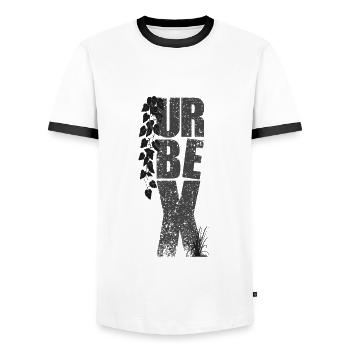 URBEX - Men's Ringer Shirt - white/black - Front - AI Model Female 172 light (172cm) & AI Model Male 178 dark (178cm)