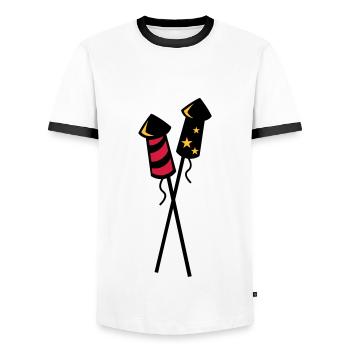 New year fireworks rockets - New year firework - Men's Ringer Shirt - white/black - Front - AI Model Female 172 light (172cm) & AI Model Male 178 dark (178cm)