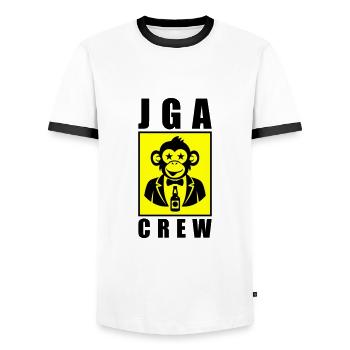 JGA Crew Junggesellenabschied Affe - Männer Kontrast-T-Shirt - Weiß/Schwarz - Vorne - AI Model Female 172 light (172cm) & AI Model Male 178 dark (178cm)