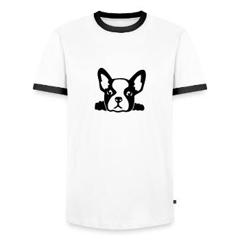 Bouledogue - T-shirt contrasté Homme - blanc/noir - Devant - AI Model Female 172 light (172cm) & AI Model Male 178 dark (178cm)