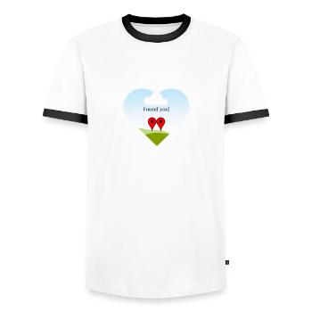 Valentine - T-shirt contrasté Homme - blanc/noir - Devant - AI Model Female 172 light (172cm) & AI Model Male 178 dark (178cm)