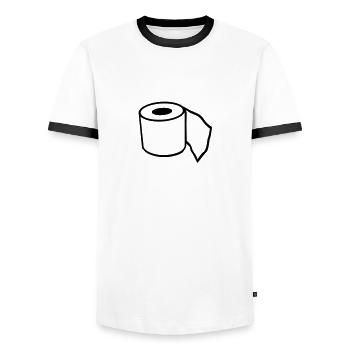 Toilet paper - Men's Ringer Shirt - white/black - Front - AI Model Female 172 light (172cm) & AI Model Male 178 dark (178cm)