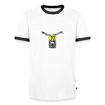 Oldschool Motocross - Männer Kontrast-T-Shirt - Weiß/Schwarz - Vorne - AI Model Female 172 light (172cm) & AI Model Male 178 dark (178cm)