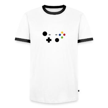 Controller - Men's Ringer Shirt - white/black - Front - AI Model Female 172 light (172cm) & AI Model Male 178 dark (178cm)