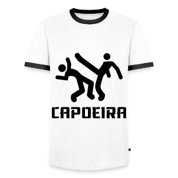 Capoeira - Men's Ringer Shirt - white/black - Front - AI Model Female 172 light (172cm) & AI Model Male 178 dark (178cm)