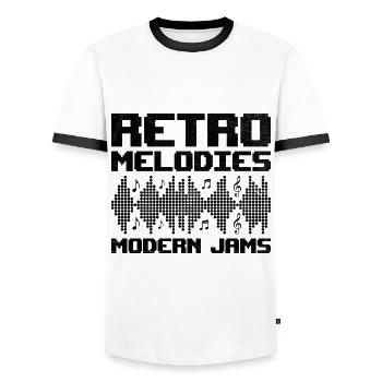 Chiptune Music Lover Groove zu den Bleeps und Bloo - Männer Kontrast-T-Shirt - Weiß/Schwarz - Vorne - AI Model Female 172 light (172cm) & AI Model Male 178 dark (178cm)