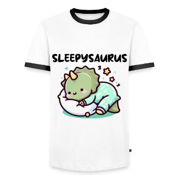 Sleepysaurus Official Sleep Outfit Chemise de nuit - T-shirt contrasté Homme - blanc/noir - Devant - AI Model Female 172 light (172cm) & AI Model Male 178 dark (178cm)
