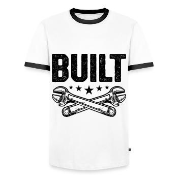 Built Graphic Car Lover Car Mechanic Vehicle Techn - Men's Ringer Shirt - white/black - Front - AI Model Female 172 light (172cm) & AI Model Male 178 dark (178cm)