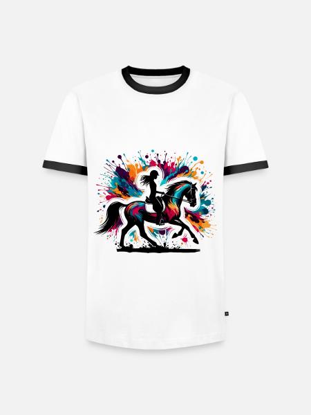 Quarter Horse Mädchen - Männer Kontrast-T-Shirt - Weiß/Schwarz