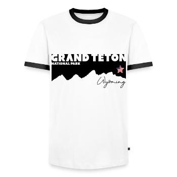 Grand Teton National Park Wyoming Usa Drapeau Étoile - T-shirt contrasté Homme - blanc/noir - Devant - AI Model Female 172 light (172cm) & AI Model Male 178 dark (178cm)
