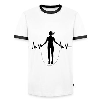 Ecg Heartbeat Jumper Rope Skipping Rope Jumping Wo - Männer Kontrast-T-Shirt - Weiß/Schwarz - Vorne - AI Model Female 172 light (172cm) & AI Model Male 178 dark (178cm)
