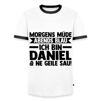 Prénom Daniel - T-shirt contrasté Homme - blanc/noir - Devant - AI Model Female 172 light (172cm) & AI Model Male 178 dark (178cm)