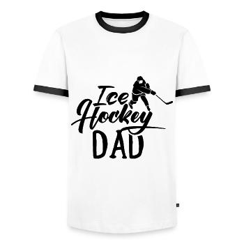 Eishockey Papa Eishockeyspieler Puck Ice Hockey - Männer Kontrast-T-Shirt - Weiß/Schwarz - Vorne - AI Model Female 172 light (172cm) & AI Model Male 178 dark (178cm)