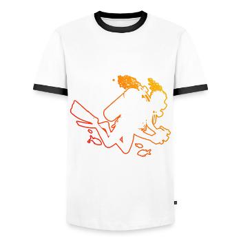 Plongée Homme Plongée Libre Plongée Plongeur Plongeur Plongeur - T-shirt contrasté Homme - blanc/noir - Devant - AI Model Female 172 light (172cm) & AI Model Male 178 dark (178cm)
