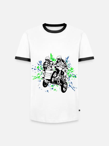 Sidecarcross - T-shirt contrasté Homme - blanc/noir