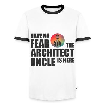 Der Architekt Onkel - Männer Kontrast-T-Shirt - Weiß/Schwarz - Vorne - AI Model Female 172 light (172cm) & AI Model Male 178 dark (178cm)