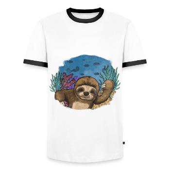 Scuba Diving Faultier Faul Tier Tauchen I Geschenk - Männer Kontrast-T-Shirt - Weiß/Schwarz - Vorne - AI Model Female 172 light (172cm) & AI Model Male 178 dark (178cm)