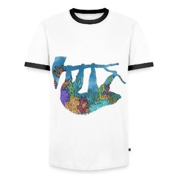 Scuba Diving Sloth Lazy Animal Diving I Gift - Men's Ringer Shirt - white/black - Front - AI Model Female 172 light (172cm) & AI Model Male 178 dark (178cm)