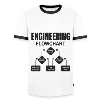 Engineering Flowchart Engineer - Men's Ringer Shirt - white/black - Front - AI Model Female 172 light (172cm) & AI Model Male 178 dark (178cm)
