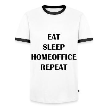 Manger dormir à domicile Bureau Répéter le cadeau - T-shirt contrasté Homme - blanc/noir - Devant - AI Model Female 172 light (172cm) & AI Model Male 178 dark (178cm)