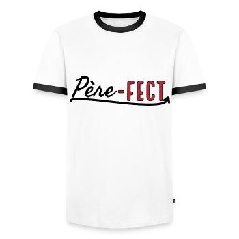 Père fect. Papa parfait - T-shirt contrasté Homme - blanc/noir - Devant - AI Model Female 172 light (172cm) & AI Model Male 178 dark (178cm)