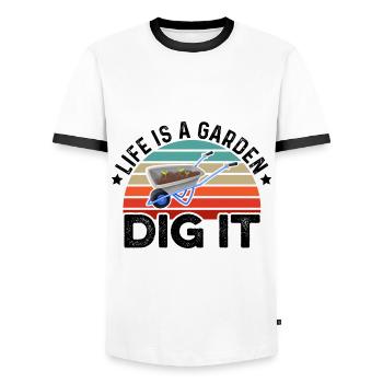 Life Is a Garden Dig It Gardener Gardening Garden - Männer Kontrast-T-Shirt - Weiß/Schwarz - Vorne - AI Model Female 172 light (172cm) & AI Model Male 178 dark (178cm)