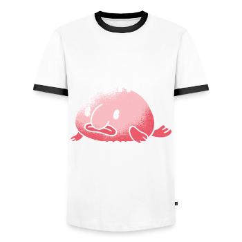 Comment je me sens le lundi Propriétaire de Blobfish - T-shirt contrasté Homme - blanc/noir - Devant - AI Model Female 172 light (172cm) & AI Model Male 178 dark (178cm)