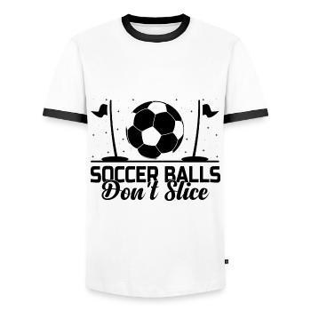 Footgolf Player Foot Golf Playing Footgolfers Foot - Men's Ringer Shirt - white/black - Front - AI Model Female 172 light (172cm) & AI Model Male 178 dark (178cm)