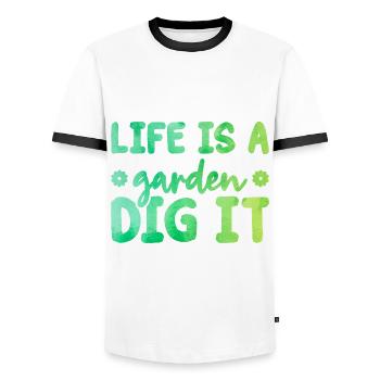 Life Is a Garden Dig It Gardener Gardening Garden - Männer Kontrast-T-Shirt - Weiß/Schwarz - Vorne - AI Model Female 172 light (172cm) & AI Model Male 178 dark (178cm)
