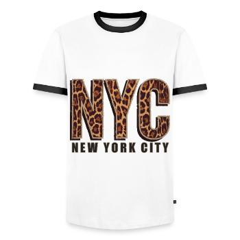 New York City Skyline - Männer Kontrast-T-Shirt - Weiß/Schwarz - Vorne - AI Model Female 172 light (172cm) & AI Model Male 178 dark (178cm)