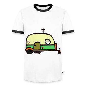 Caravane Camping-car Caravane Vacances Camping Tour - T-shirt contrasté Homme - blanc/noir - Devant - AI Model Female 172 light (172cm) & AI Model Male 178 dark (178cm)