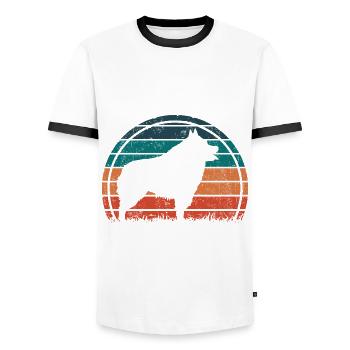 Schipperke Dog Vintage Rétro - T-shirt contrasté Homme - blanc/noir - Devant - AI Model Female 172 light (172cm) & AI Model Male 178 dark (178cm)