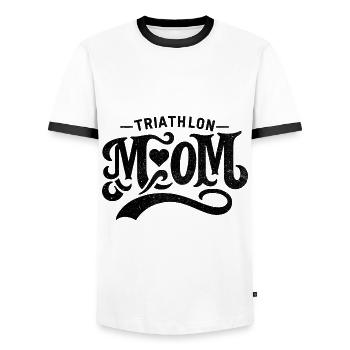 Triathlon Mama Schwimmen Rad Laufen Triathletin Mutter - Männer Kontrast-T-Shirt - Weiß/Schwarz - Vorne - AI Model Female 172 light (172cm) & AI Model Male 178 dark (178cm)